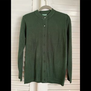 Green cardigan sweater